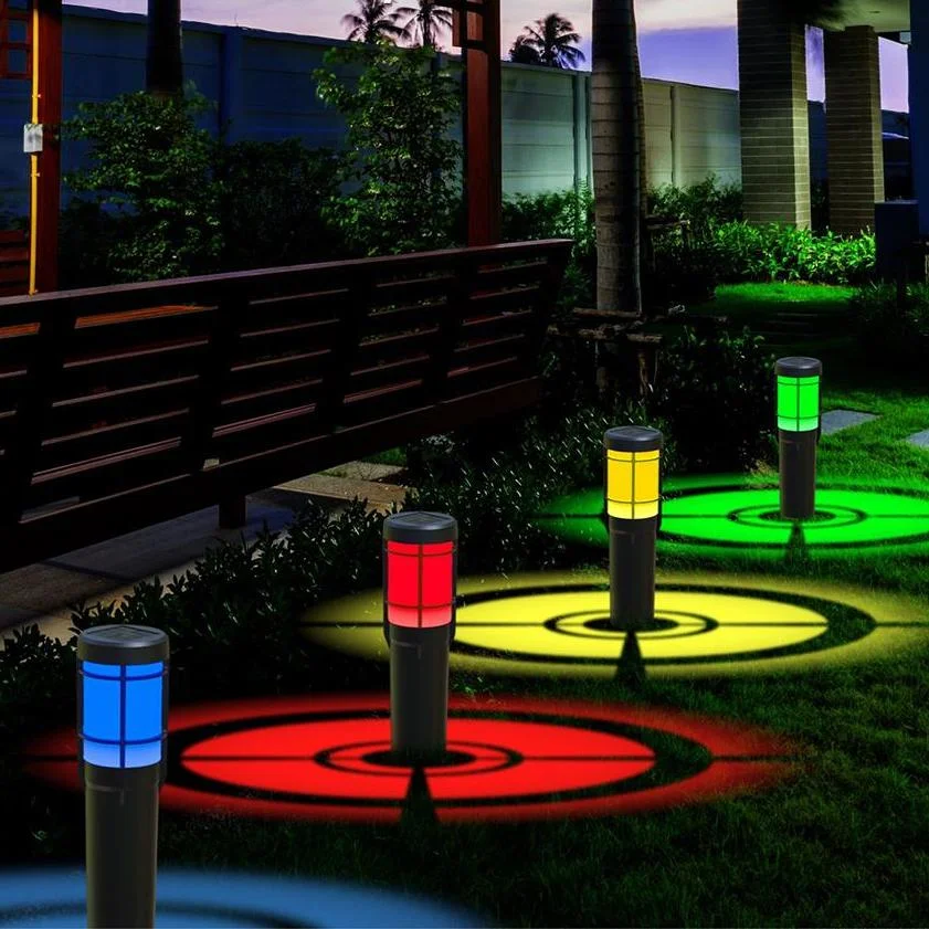Manufacturer patio waterproof RGB led solar powered pathway post lamps ground decorative garden solar led pillar lawn lights