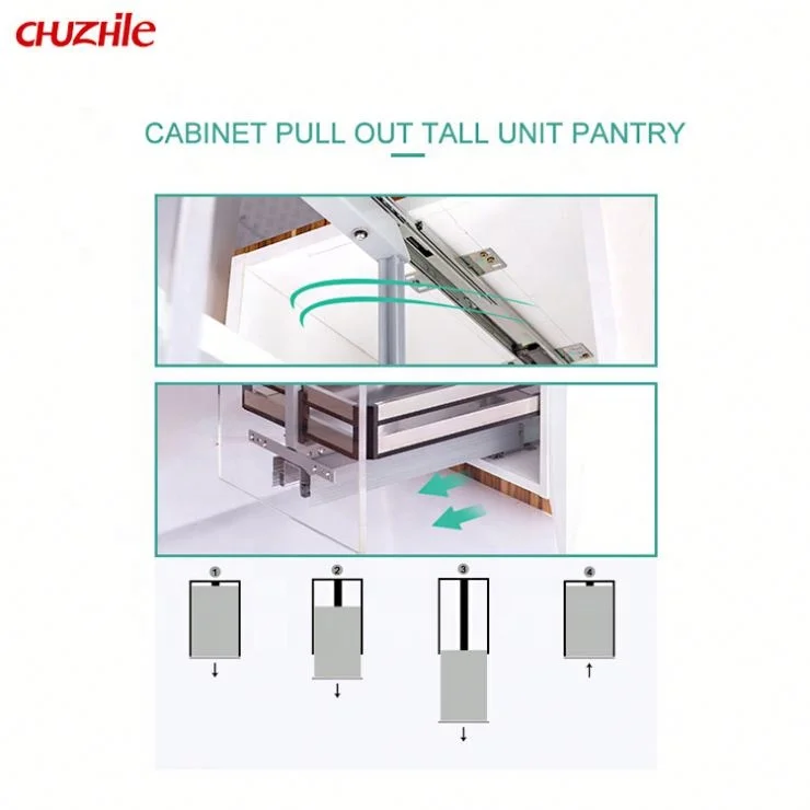 Kitchen Cabinet Pull Out Basket Cabinet Storage Organizer Stainless Steel 201 Panel Kitchen Fittings Tall Unit Basket 300mm