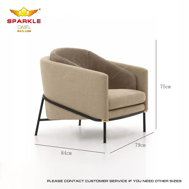 SPARKLE Modern European Style High End leather metal Leisure sofa chair furniture Chair  Living Room Sofa  lounge Chair