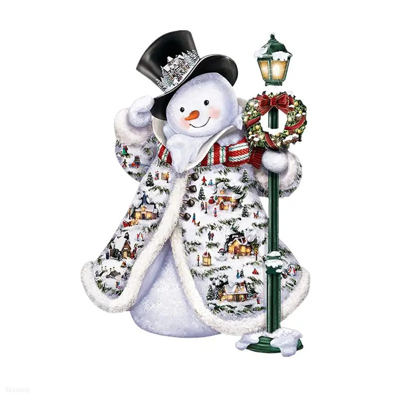 Рождественские наклейки FM2021 с перекрестными границами снеговик стеклянная дверь окно украшение комнаты самоклеющиеся настенные 20x30 см