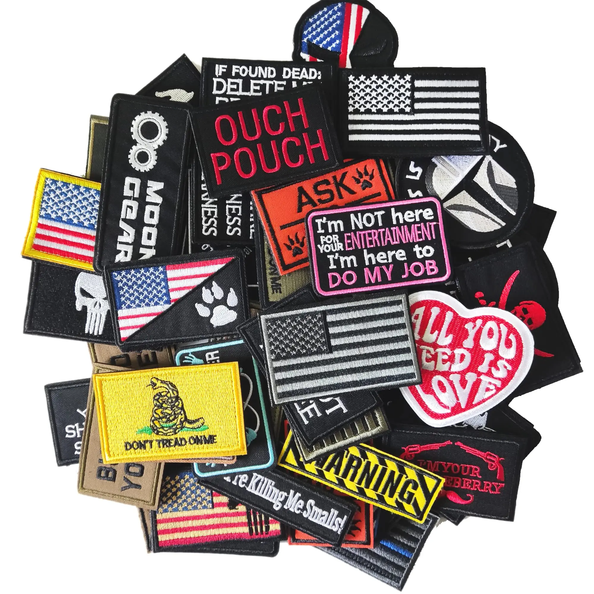 Wholesale HOOK & LOOP embroidery patches removable self adhesive USA country flag patch custom patch logo