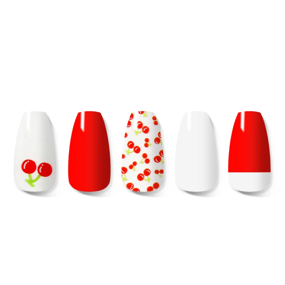 Hot UV light semi-cured nail glue stickers Easy to use long-lasting nail stickers cherry gel nail stickers