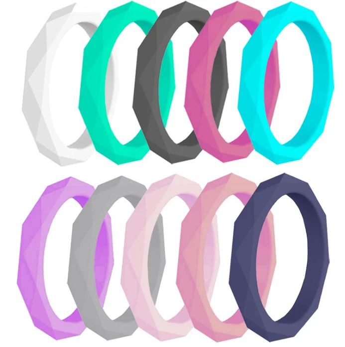 Геометрического ромба Спорт на открытом воздухе силиконовые кольца для мужчин и женщин 3 мм Ширина 10 шт./упак.