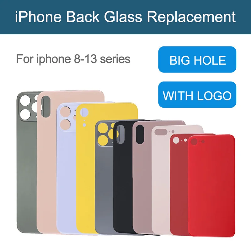 Задняя крышка с большим отверстием стекло логотипом для iPhone 8 8Plus X XR XS max SE 2020 11 12 13 Pro Mini замена