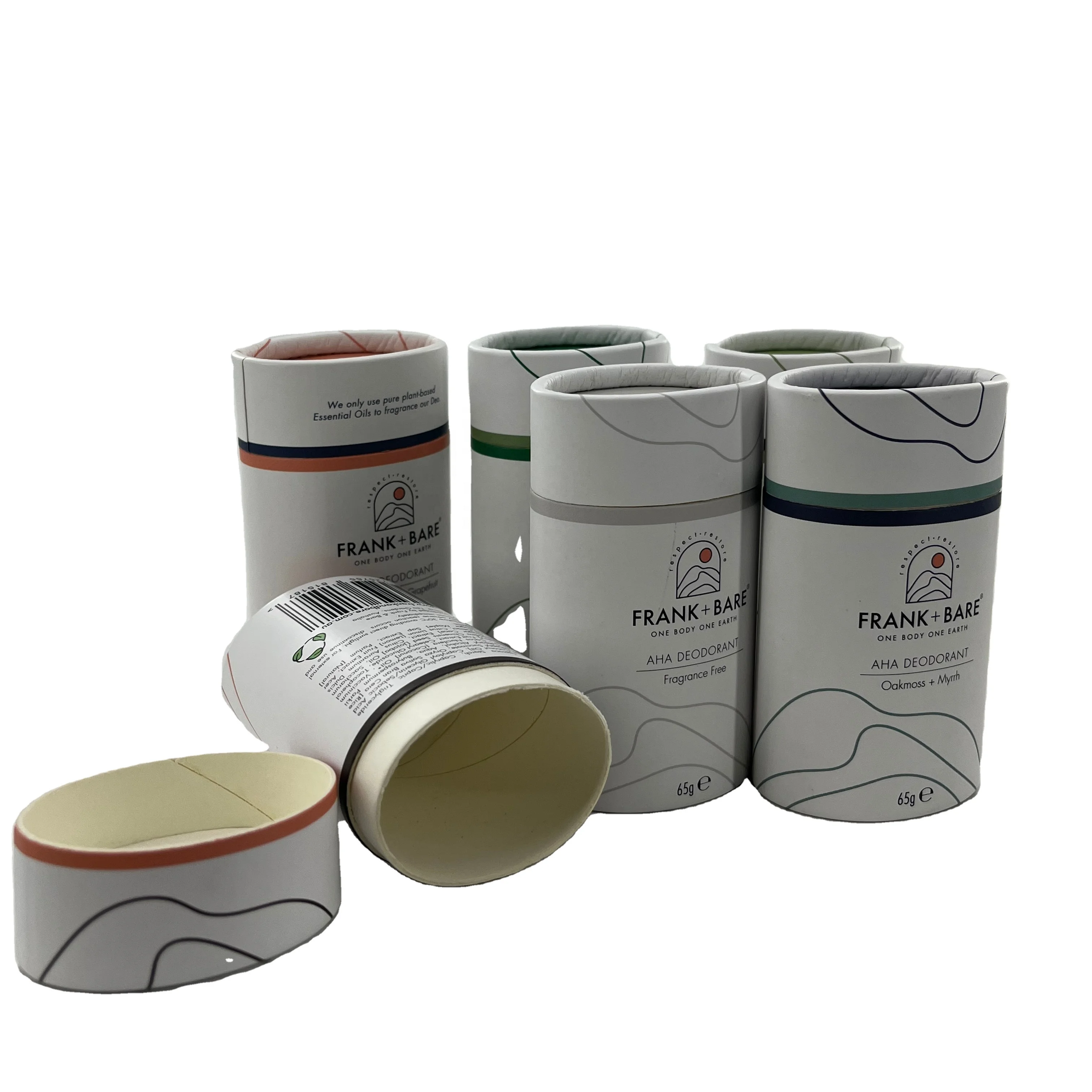 Custom Oval Natural Deodorant Solid Stick Containers Packaging Eco Friendly Cardboard Twist Up Kraft Paper Tube