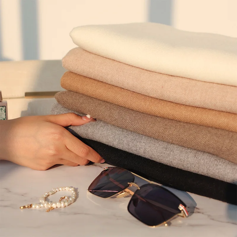 Оптовая продажа, утолщенный теплый мохеровый шарф, Женская шаль, кашемировый осенне-зимний плотный однотонный вязаный базовый шарф с бородой