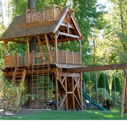 Детская игровая площадка под заказ, деревянный игровой домик и набор качелей