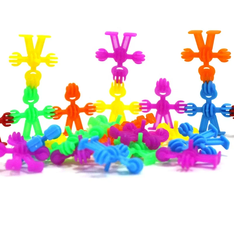 Plastic Connecting Rod Toys For Kids Mini Cartoon Building Blocks Man Gyro Diy Doll Toy Toddler Educational Toy For Girls Boys