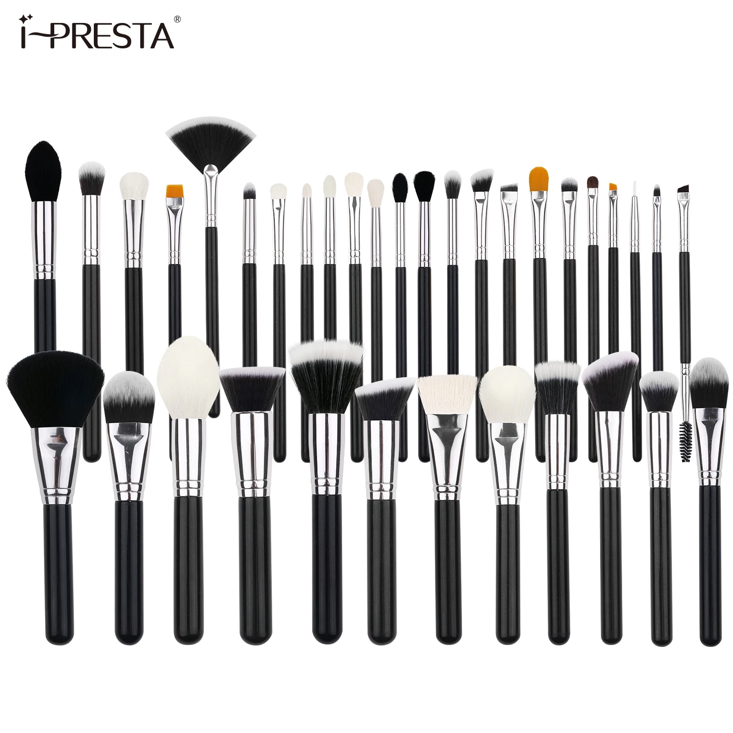 IPRESTA Factory Wholesale Price Makeup Brush 35PCS Travel Set Foundation Fan Highlight Custom Logo Brushes For Women Makeup