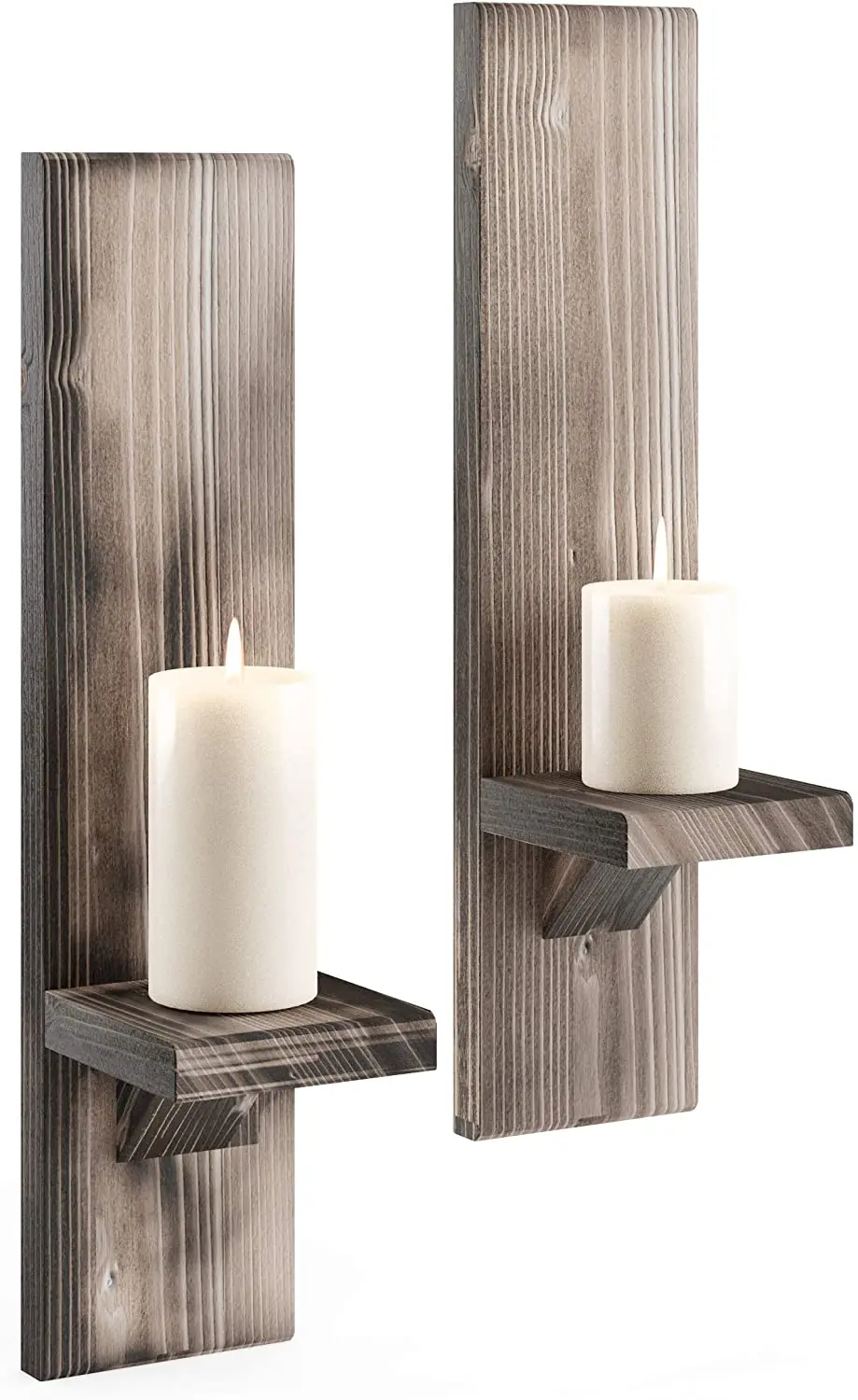 Wallmounted Rustic Pillar Candle Sconce  Wooden Candle Holders