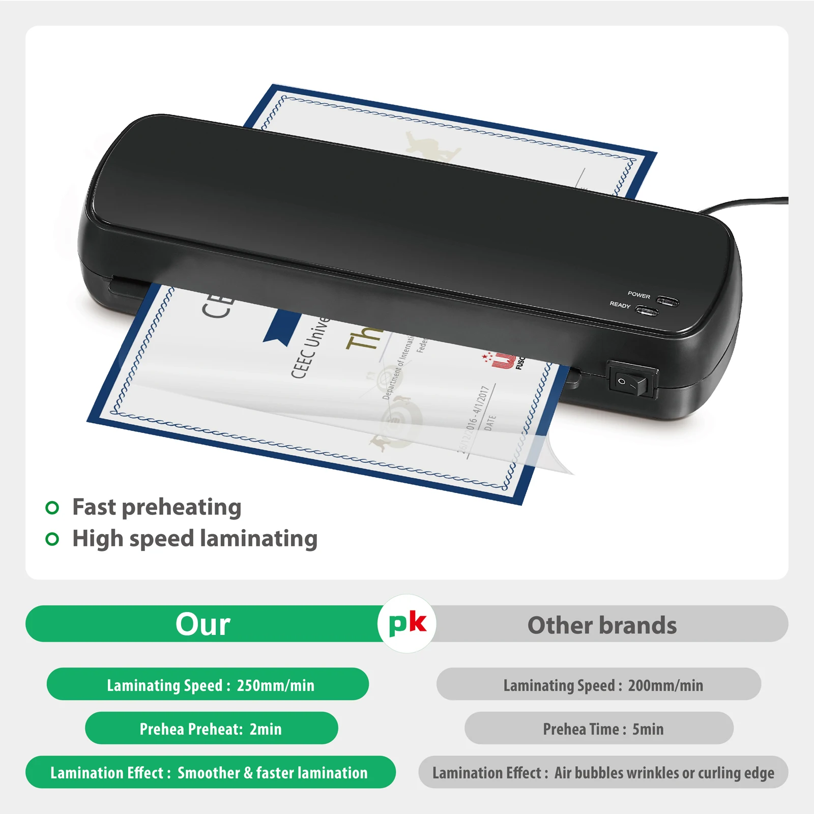 Mini hot laminator for home/office using A4 laminating machine LM2001