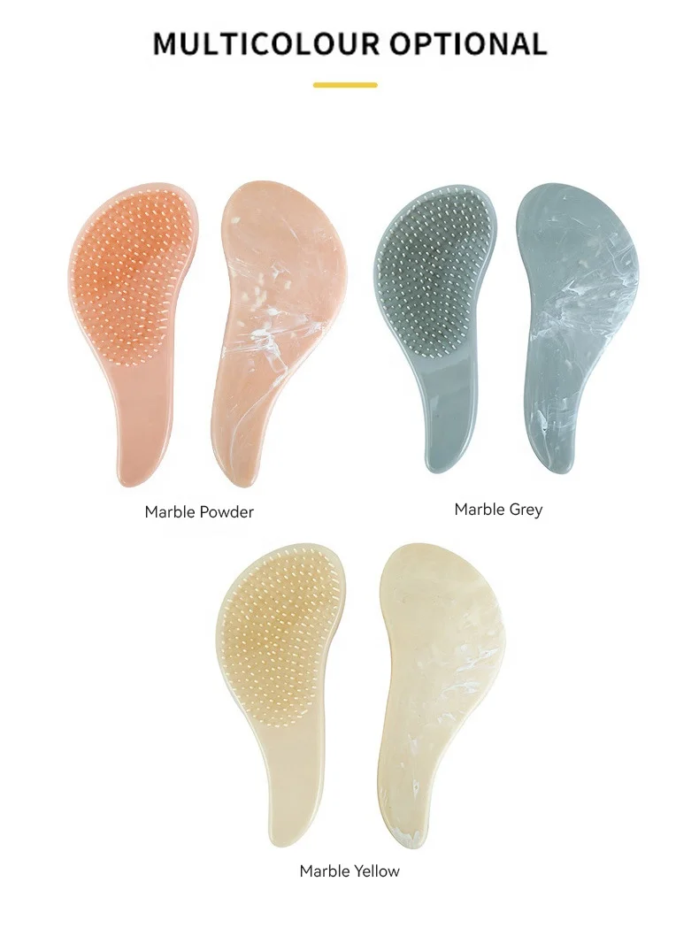 New Arrival Wet Detangler Marble Edge Customized Color Logo Massage Styling Classical  Detangling Salon Styling Hair Brush