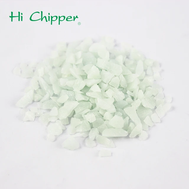 Yellow glow glass chips for road paving