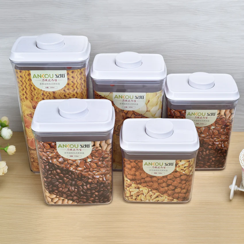 Transparent Plastic Containers Set Storage Rice Storage Container Dispenser Airtight Food Container Storage