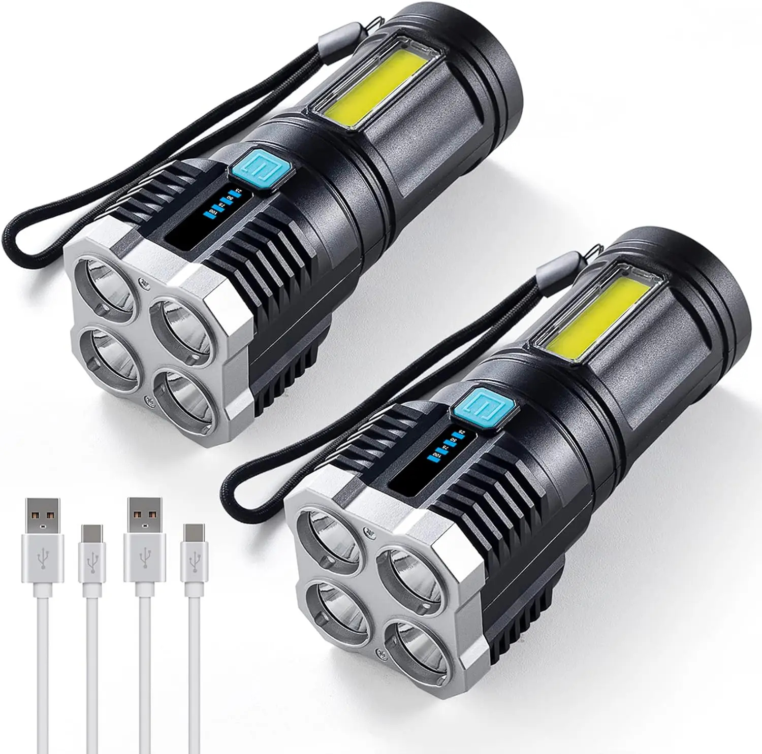 Rechargeable Solar-powered Long Range Portable And Circuit Board Uv Torch Flashlight