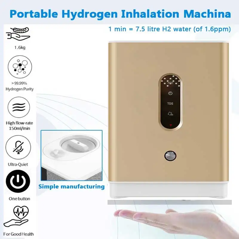 Portable Health Hydrogen Gas Inhalation Hydrogen Water Electrolysis Generator Inhaler Machine