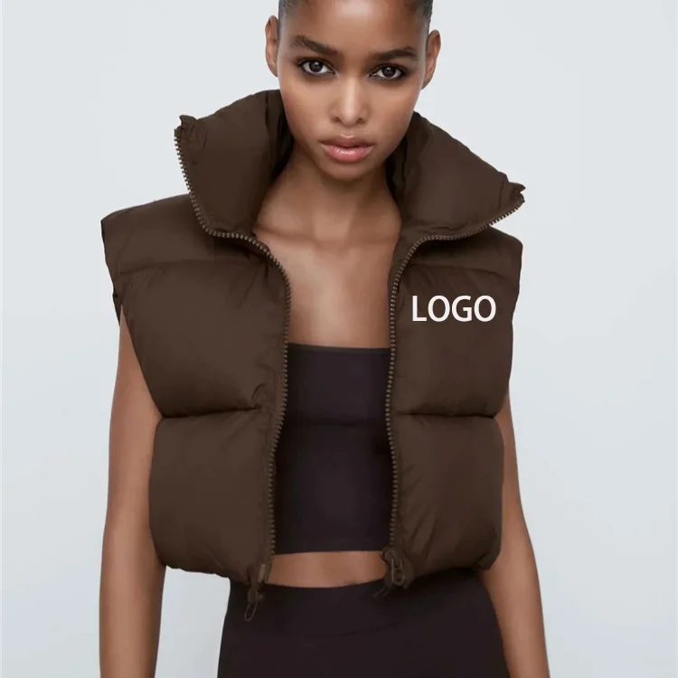 
2021 Autumn Winter Women Fashion Jacket Coat Vintage Warm Short Tops Sleeveless Puffer Jackets 