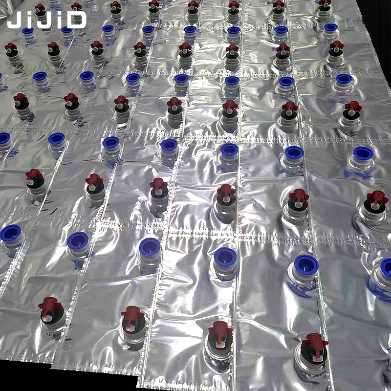 JIJID Anti-explosion Connecting Metalized BIB Spout Aluminum Foil Bag In Box Aseptic BIB Bag For Liquid Dairy Milk Yogurt