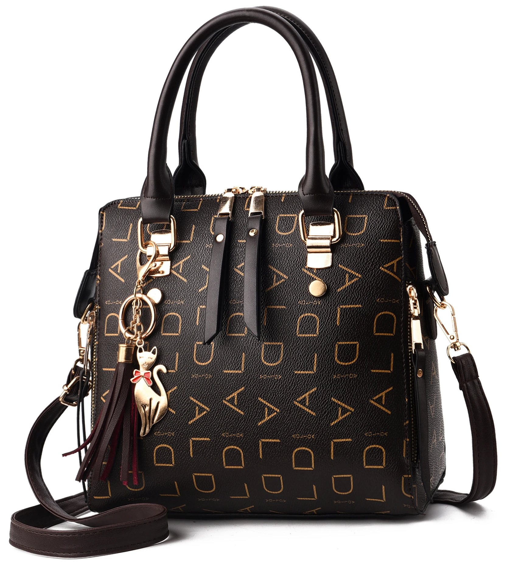 Модные сумки через плечо из искусственной кожи с надписью женские сумки-тоут кисточками