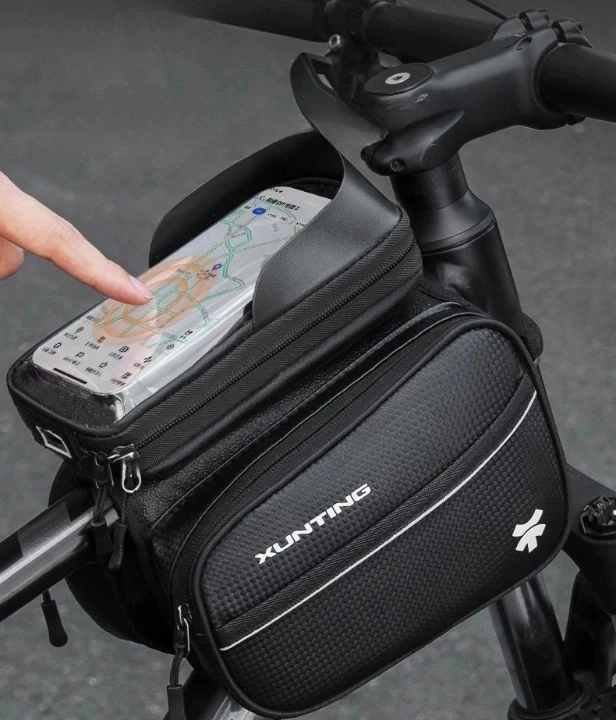 XUNTING 2024 NEW design Touch Screen Bicycle Bag water resistant Reflective Cycling Frame Front 8.0 Phone Case Bike Accessories