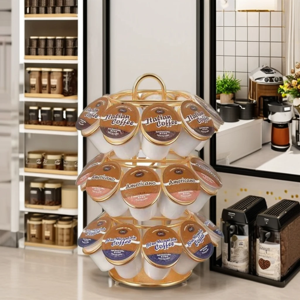 Organizer Holder Multifunction Rotating K-Cups and Coffee Capsules Storage for Home or Office Use