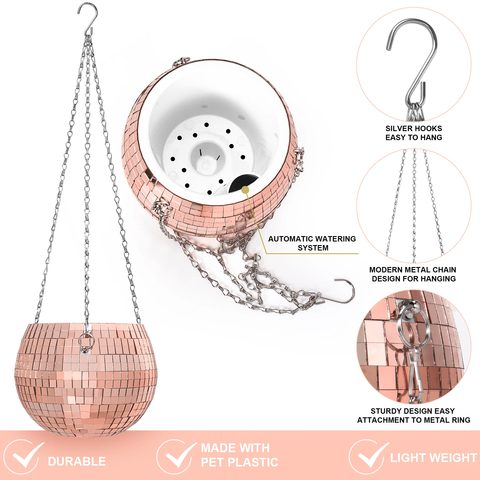 Wholesale Self Watering Disco Plant Holder Boho Decor Disco Ball Vase for Home Office or Patio