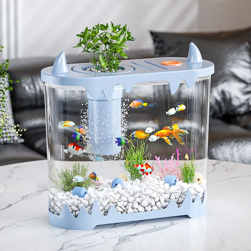 Creative Small Fish Aquarium Acrylic Tropical Fish Aquarium Decoration for Office Home Table Mini Aquarium Fish Tank