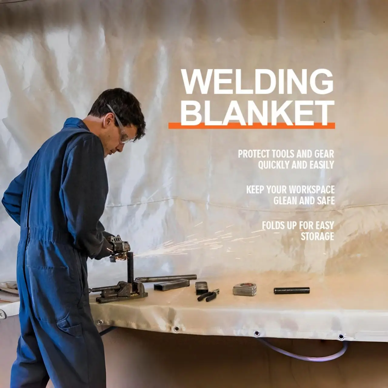 Heat Insulation Welding Curtain Fiberglass Cloth Spark Protection Fire Resistant Welding Blanket