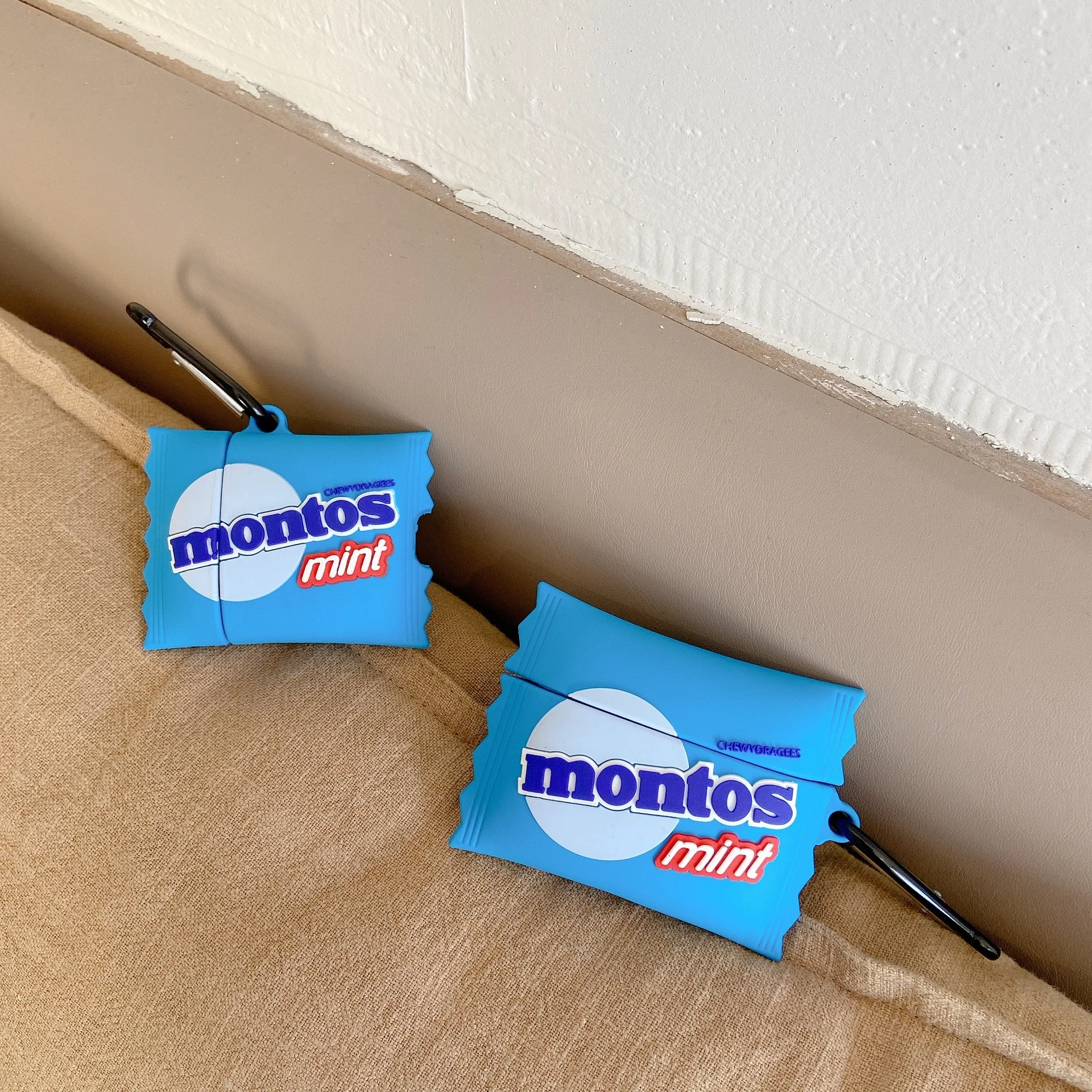 Hot Sale 3D Cartoon Mentos Mint Design Earphone Case with Keychain for Airpods Pro Funny Cute Candy Style Cover for Airpods 1/2