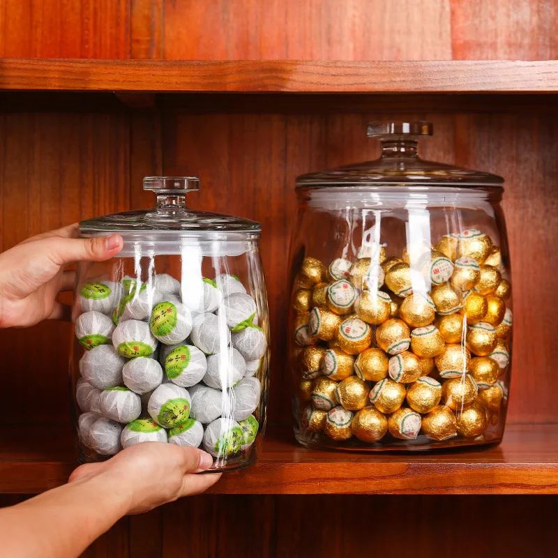 Large Round Clear Glass Storage  Bottles & Jars 5L Food Storage Containers With Glass Cap