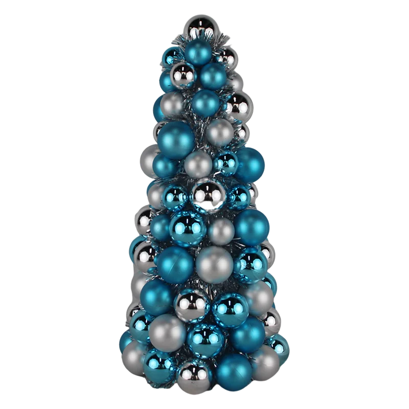Senmasine 40 см Рождественская вечеринка праздничные украшения синие серебряные безделушки настольные небьющиеся пластиковые рождественские шары конусное дерево