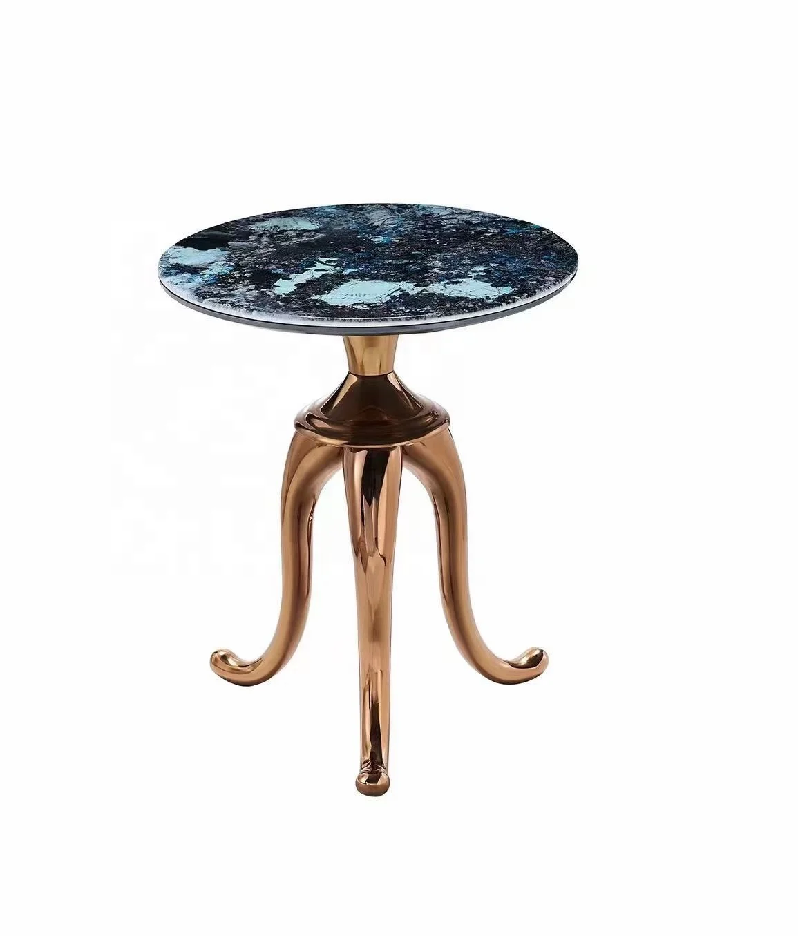 2024 latest European design bright color Turkish living room  furniture  colorful marble top coffee tea movable  side table