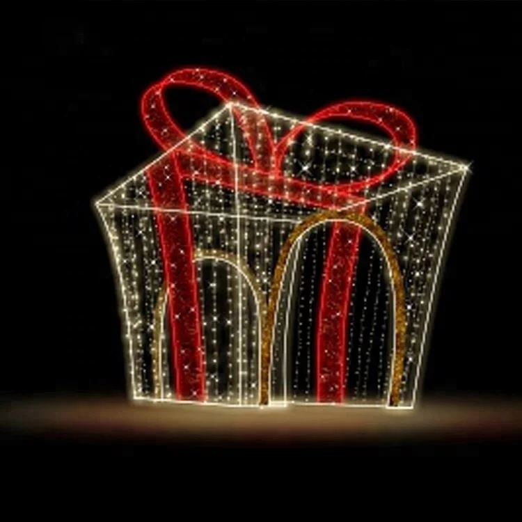 Christmas Decoration Outdoor waterproof Led Street Motif Round Cylinder 3d Gift Box motif light