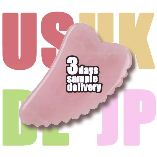 Pink Guasha 100% Logo Rose Quartz s fluorite Gua Sha Teeth Pink Crystal Gua Sha jade stone