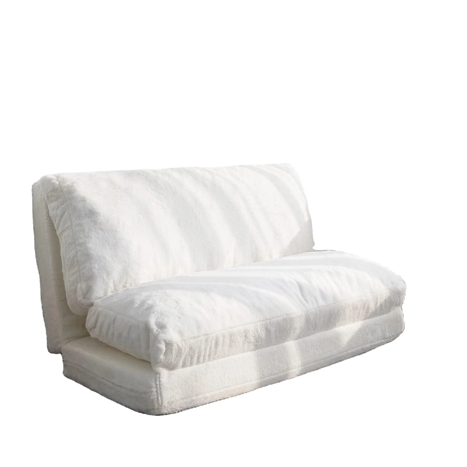 Soft Faux Fur Large Foam Filling Folding sofa bed with Removable and Machine Washable Cover