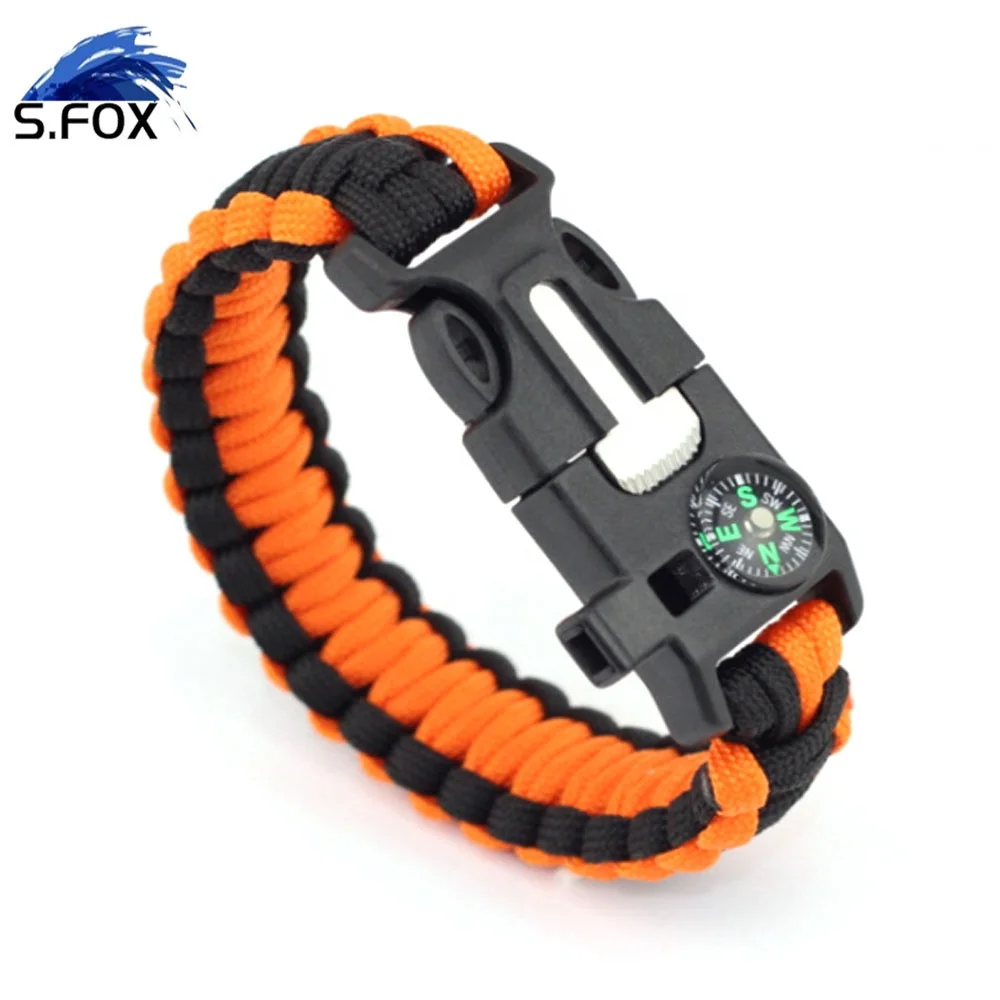 Outdoor Camping 5 in 1 Military Braided Adjustable Survival Paracord Bracelet With Knife