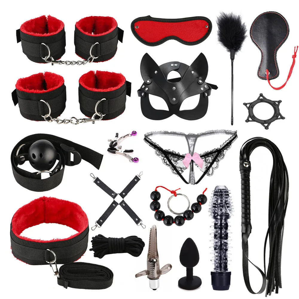 OEM New alternative toys AV vibrator  BDSM Bondage Restraint Sex Toy 18 piece nylon combination BDSM SM bound fun set