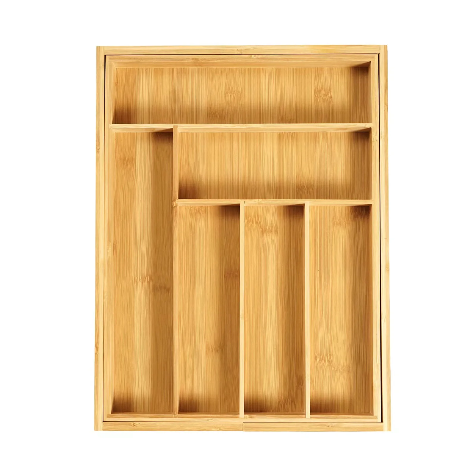 compartments bamboo wood Kitchen Expandable flatware silverware utensil Drawer Organizer