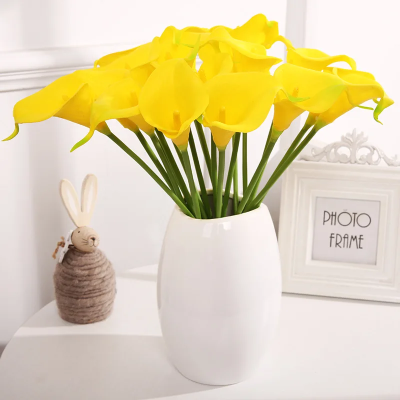 Wholesale Artificial Flowers High Quality Home Decoration Plants Soft Color PU Real Touch Plastic Faux Calla Lily