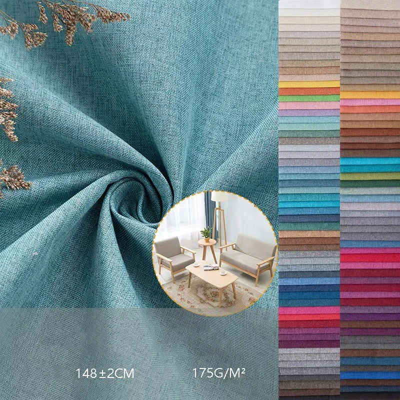 Wholesale Home Textile Jacquard Slub Linen 100% Polyester Fabrics Sofa Bonded Cushion Cover Imitation Faux Linen For Upholstery