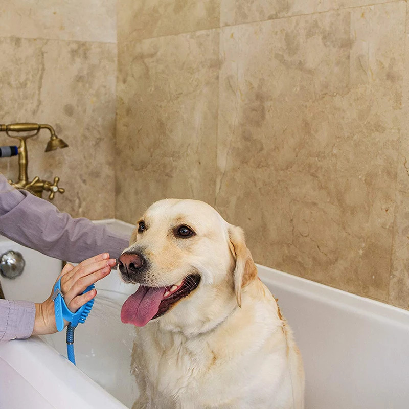 
Pet Water Sprayer Massage Brush and Rubber Shield Pet Faucet Dog Wash Kit for Shower 