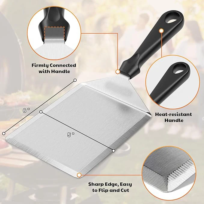 5.8 Inch Stainless Steel Metal BBQ Grill Spatula Tool set Barbecue Grills Accessories Tools Utensils Burger Smasher For Outdoor