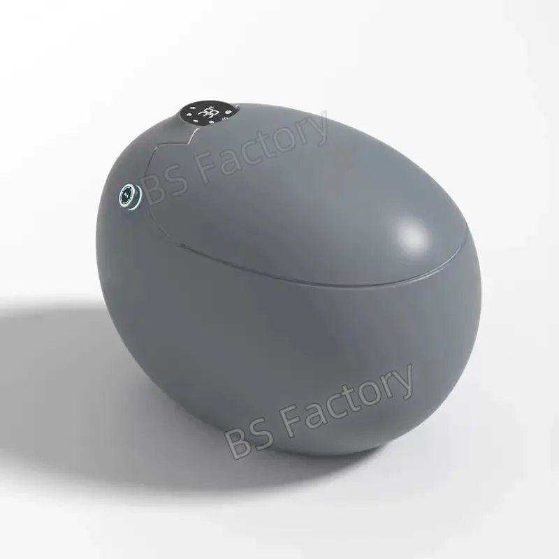 Bathroom Colorful Ceramic Toilet P-trap Custom Plug Voltage Egg-shaped Smart Toilet One Piece BS