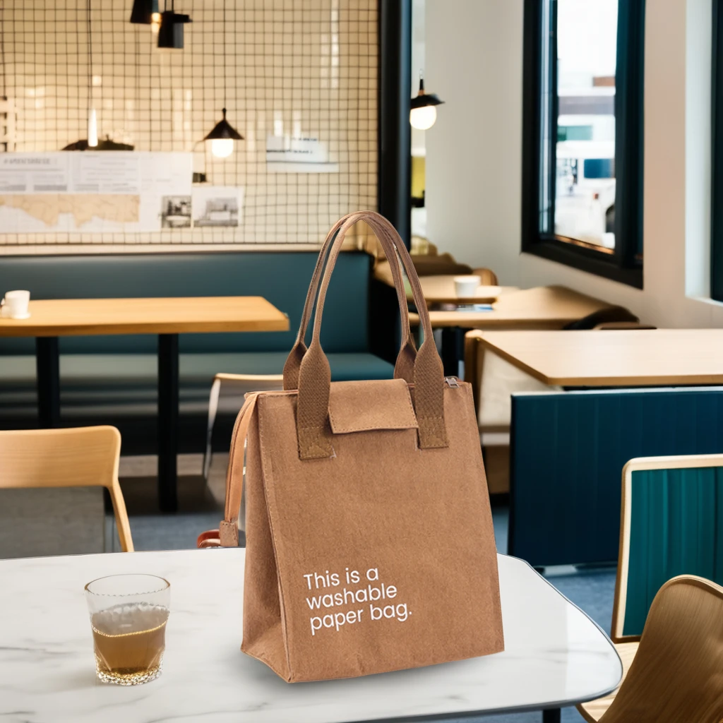 High quality brown washable paper durable waterproof coated Dupont paper thermal bag insulated lunch cooler tyvek bag for food