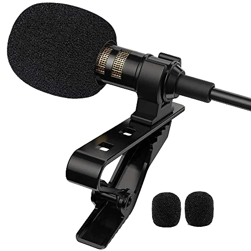 Portable 1.5m Lavalier Mini Microphone Wired 3.5mm Type-C Condenser Clip-on Lapel Mic for Loudspeaker Phone Laptop PC