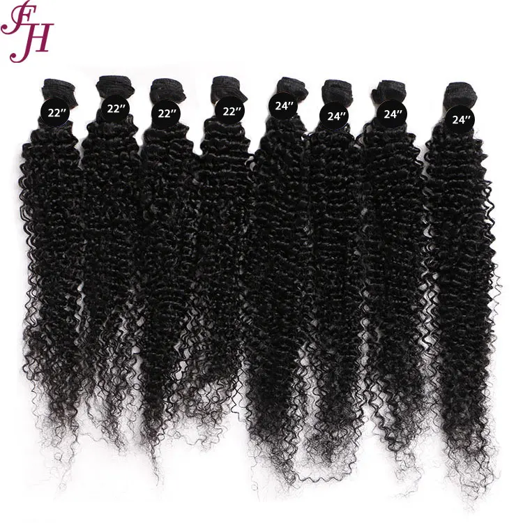 FH Cheap Price 100% Raw Human Hair Weaves Long Curly 24 Inches Virgin Unprocessed Human Hair Bundles