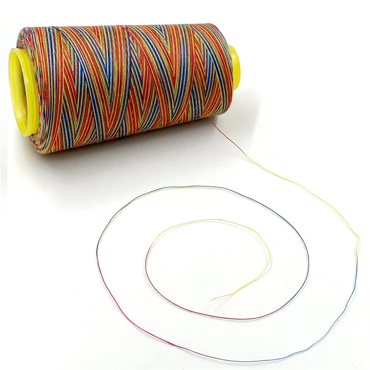 Custom Wholesale Multicolor Spun thread Cotton Multicolor embroidery thread Colorful Polyester Rainbow Multicolor Sewing Thread