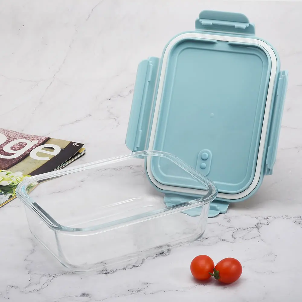 Modern Style Fresh Blue Lid Salad Container Dry Food Storage Box