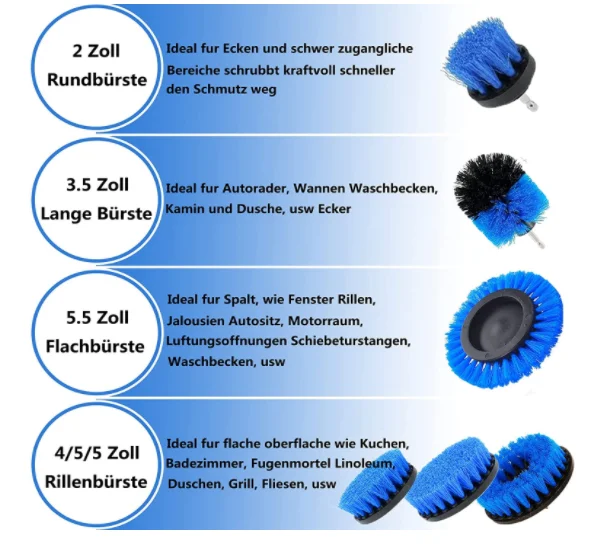 8pcs blue drill brush attachment, brush for cordless screwdriver,  attachment cleaning brush