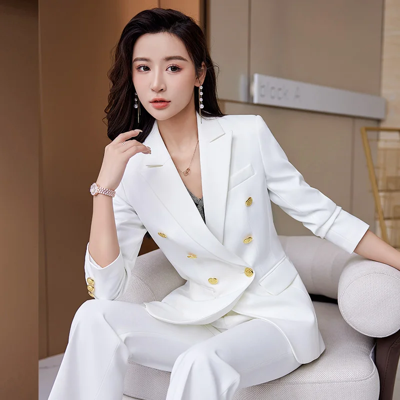 Rose Red Female Suit Jacket for Spring and Autumn New Professional & Leisure Host Wear with Button Decoration for Office
